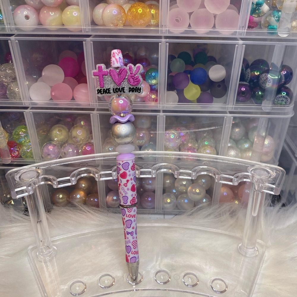 Peace Love Pray Multicolor Beaded Pen